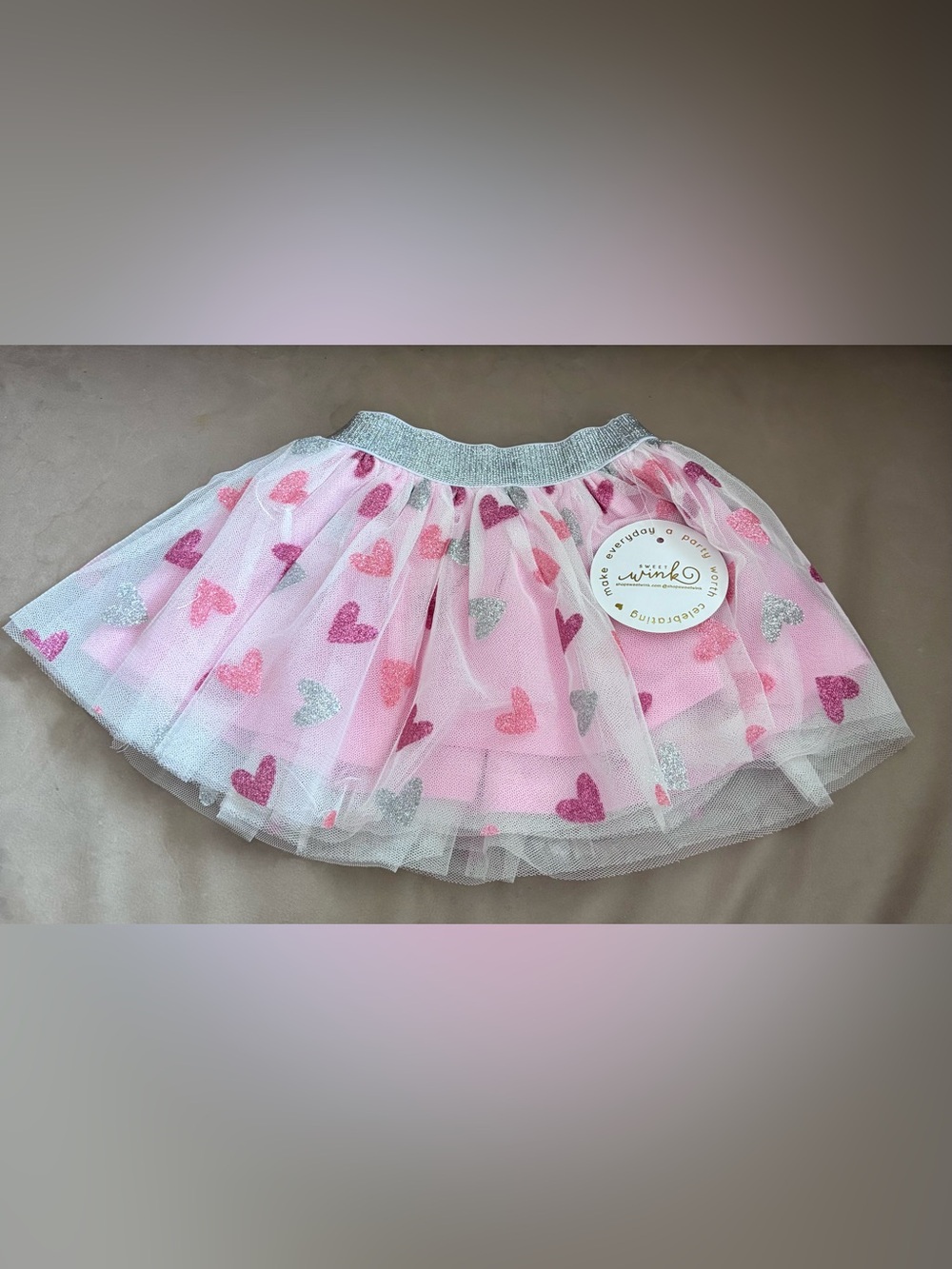 Sweet Wink skirt toddler girls heart glitter Tutu 0-12 Months New with tag